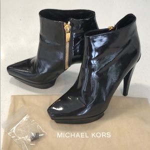 Michael Kors Brown Patent Leather Ankle Boot